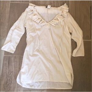 J. Crew fringe 3/4 sleeve tunic blouse t…